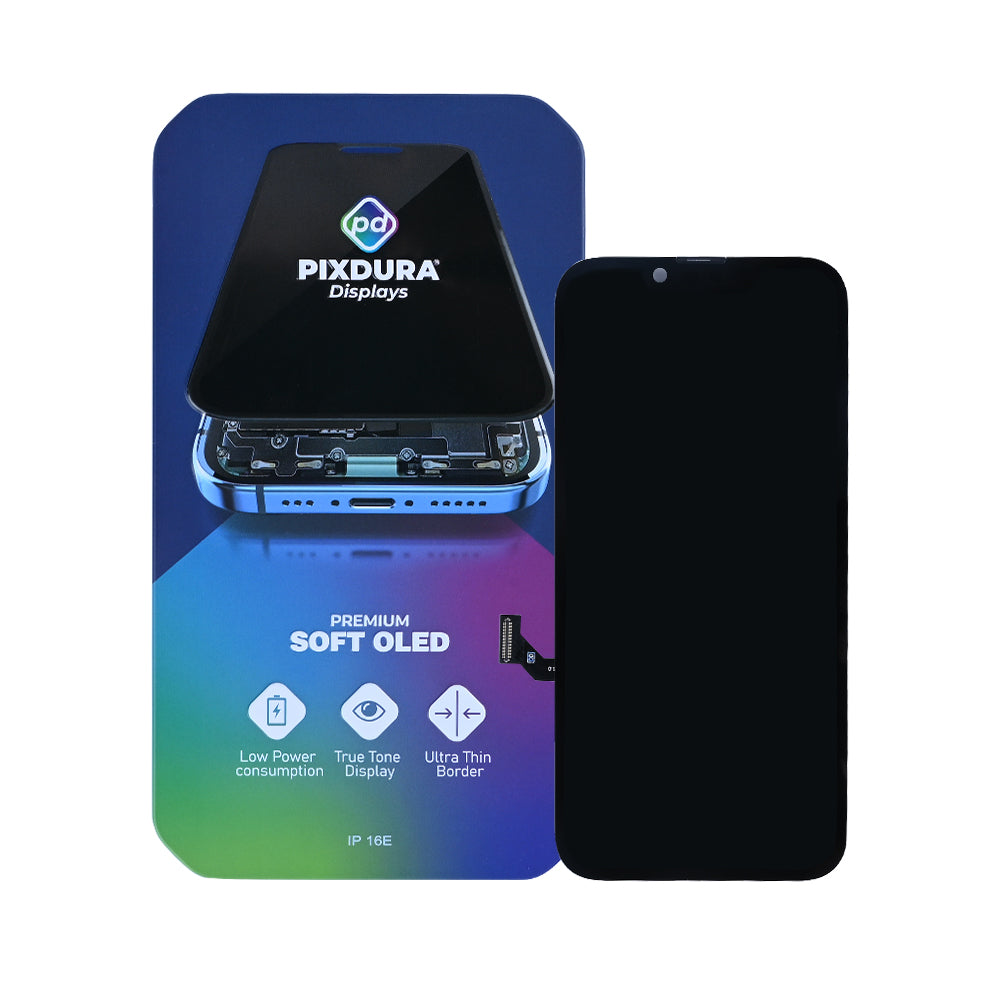 PIXDURA For Apple iPhone 16e Display And Digitizer Soft-OLED Premium (IC Removable) (90Hz)