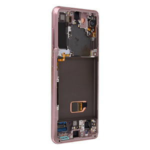 Samsung Galaxy S21 5G G991B Display And Digitizer With Frame Phantom Pink Service Pack