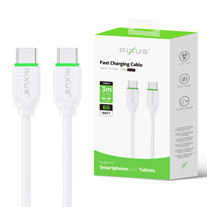Rixus RX2017 Data Sync And Fast Charge Cable USB-C To USB-C 3m