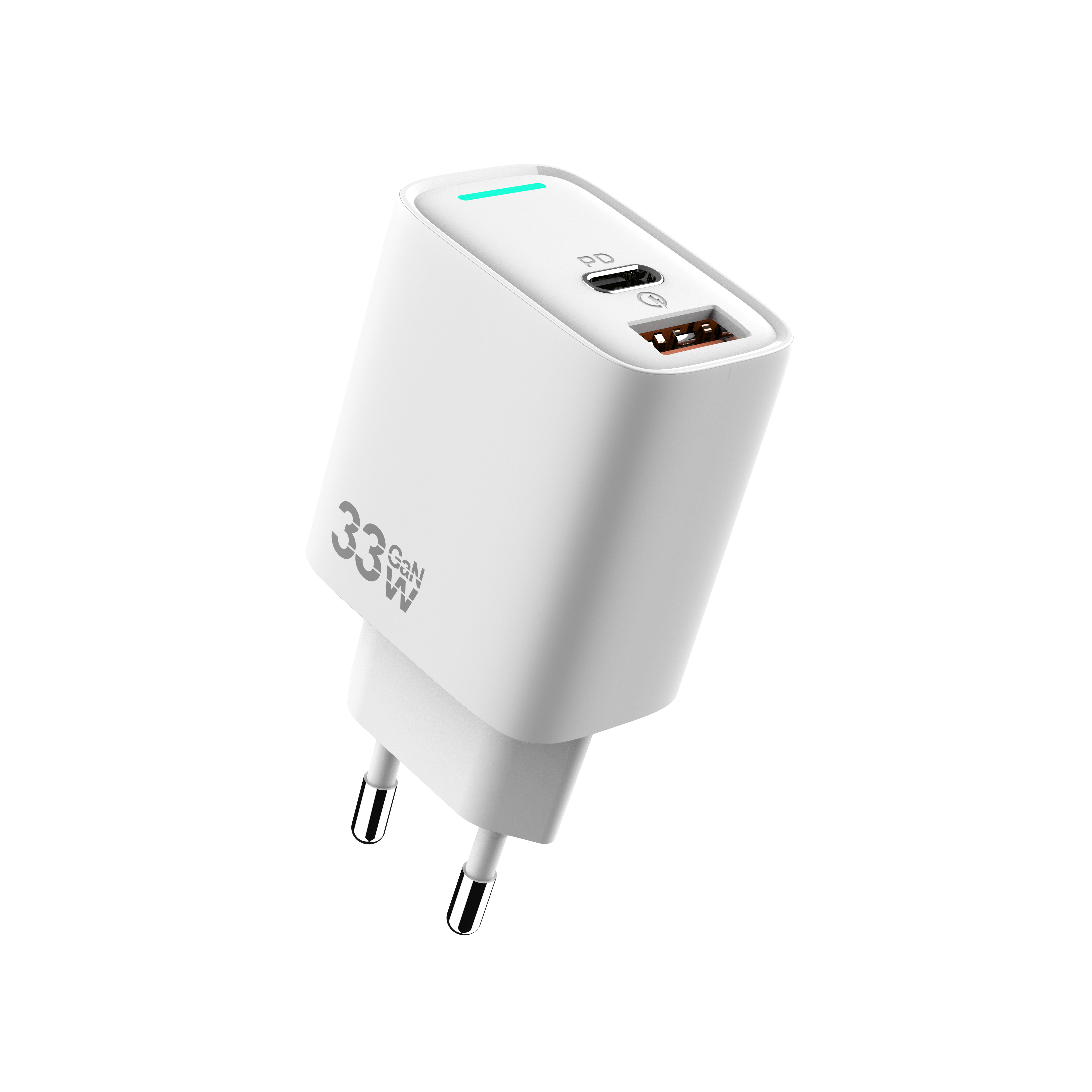 PD Quick GaN Adapter CH3350 USB-A To USB-C 33W White Bulk
