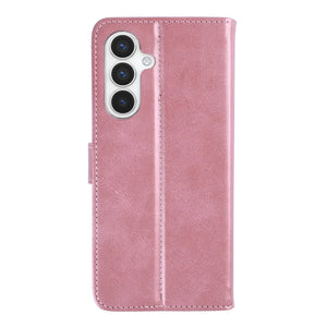 Rixus Bookcase For Samsung Galaxy S24, S25 Pink