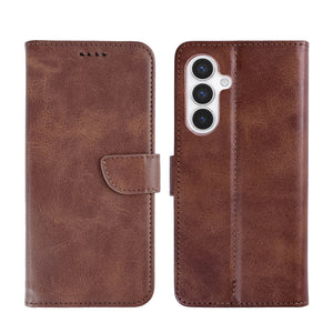 Rixus Bookcase For Samsung Galaxy S24, S25 Brown