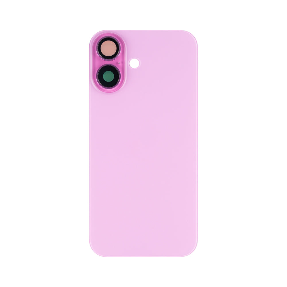 For Apple iPhone 16 Back Glass Without NFC, Enlarged Camera Frame Pink Compatible