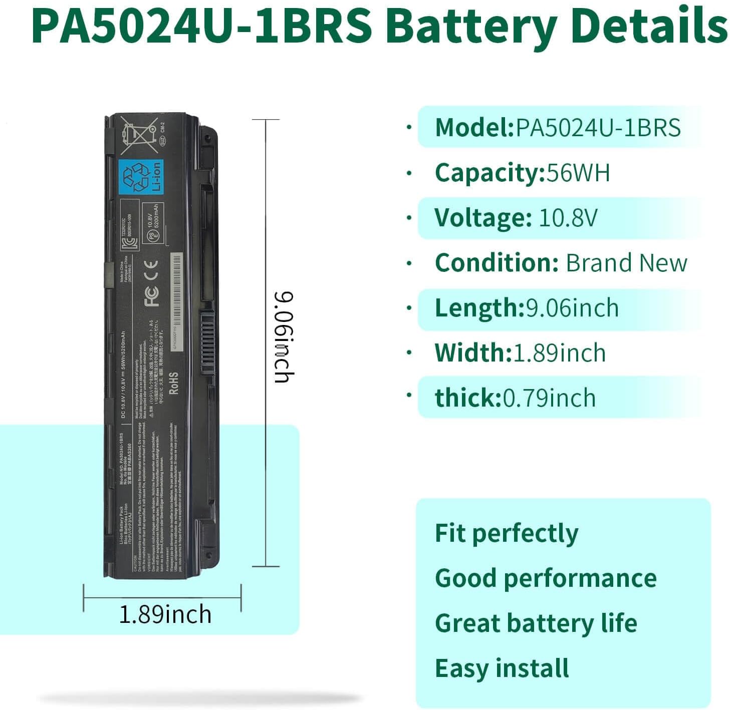 Toshiba TA3757LH-AT Laptop Battery Black (10.8V/5200mAh)