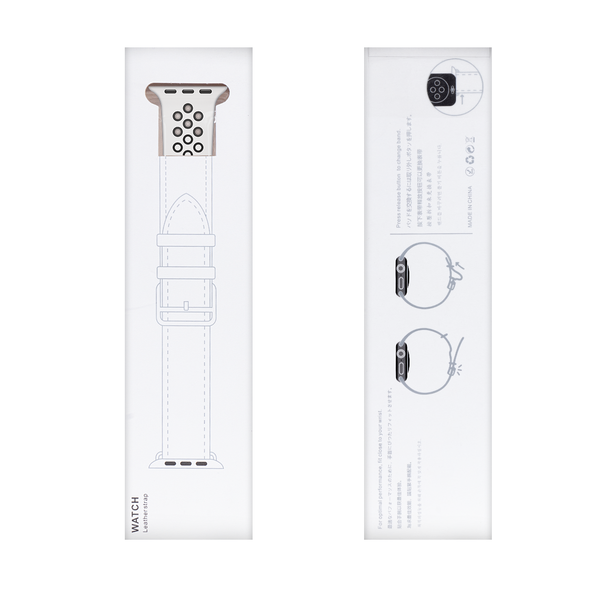 Silicone Double Color Sport Band For Apple Watch 38mm, 40mm, 41mm White, Black Retail Box