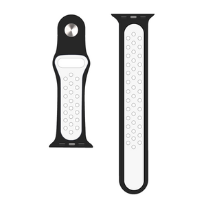 Silicone Double Color Sport Band For Apple Watch 42mm, 44mm, 45mm, 49mm Black, White Retail Box