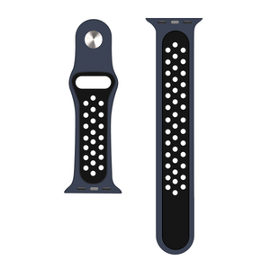 Silicone Double Color Sport Band For Apple Watch 42mm, 44mm, 45mm, 49mm Blue, Black Retail Box