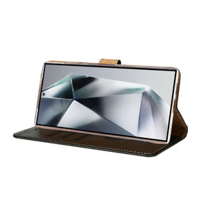 Rixus Bookcase For Samsung Galaxy S24 Ultra 5G Black