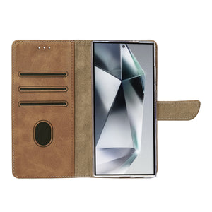 Rixus Bookcase For Samsung Galaxy S24 Ultra 5G Light Brown