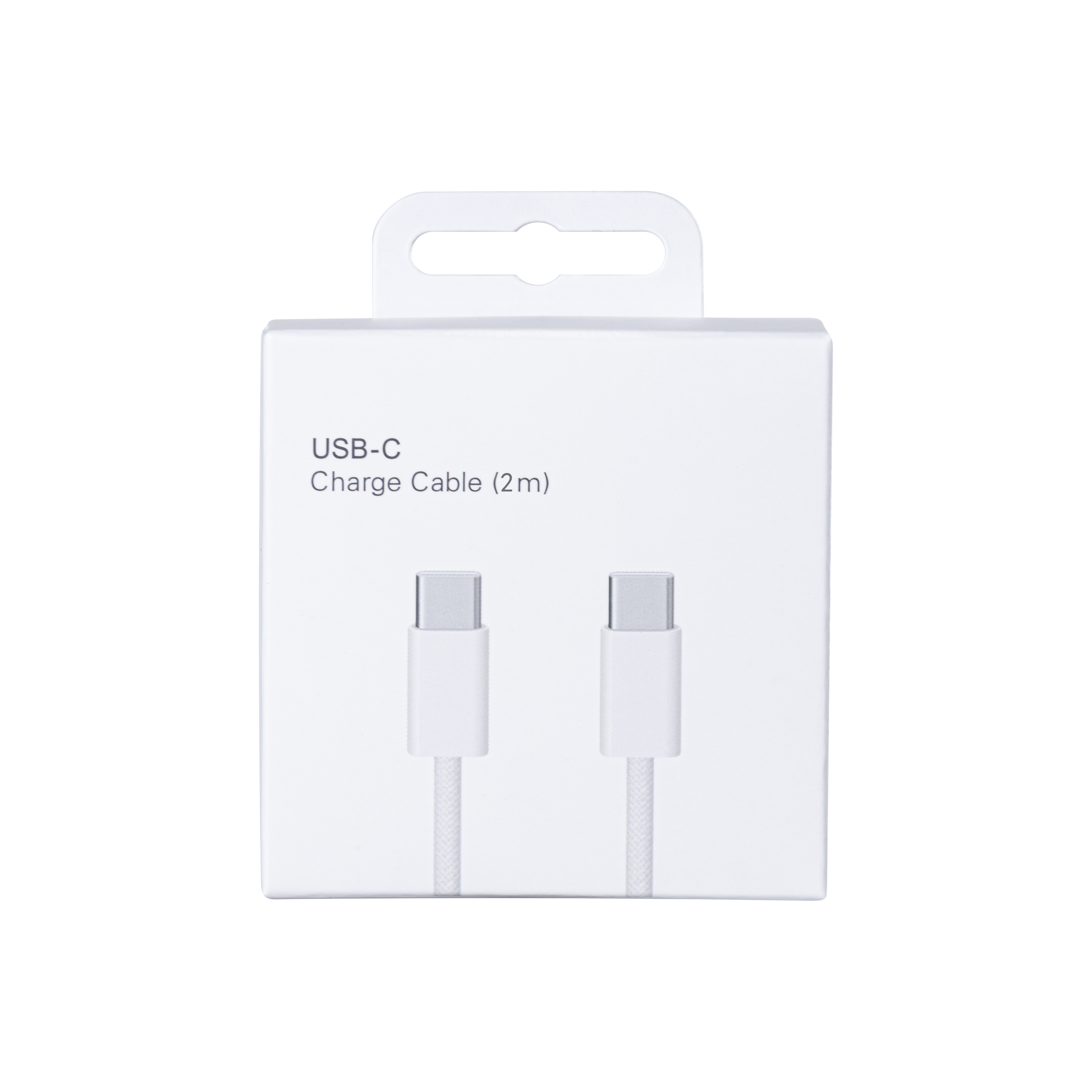 For Apple iPhone 15, 16, 17 Series USB-C To USB-C Woven Cable 200cm 60W White Retail Box