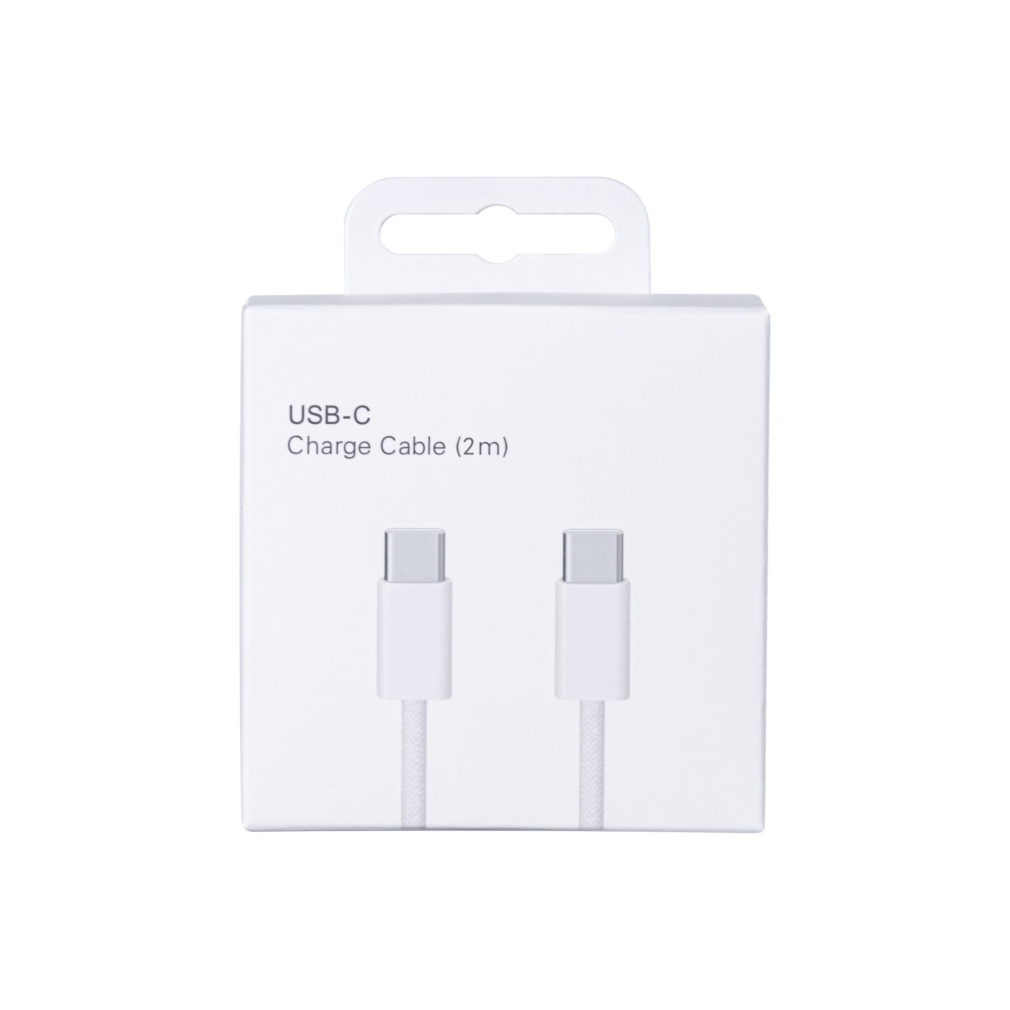 For Apple iPhone 15, 16, 17 Series USB-C To USB-C Woven Cable 200cm 60W White Retail Box