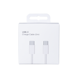 For Apple iPhone 15,  iPhone 16, iPhone 17 series USB-C to USB-C Cable 200cm 60W Woven White Retail Box