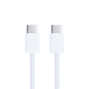 For Apple iPhone 15, 16, 17 Series USB-C To USB-C Woven Cable 200cm 60W White Retail Box