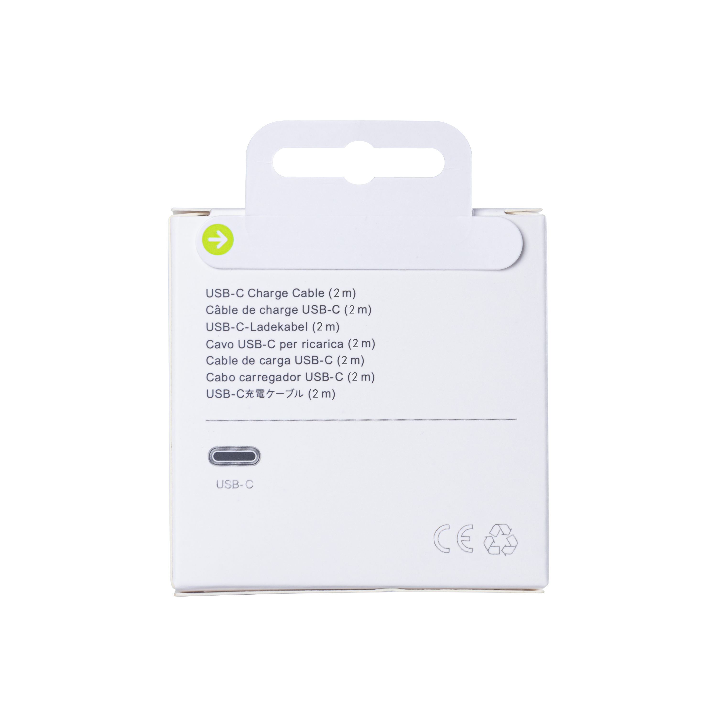 For Apple iPhone 15, 16, 17 Series USB-C To USB-C Woven Cable 200cm 60W White Retail Box