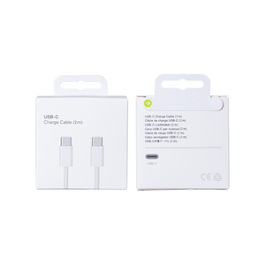For Apple iPhone 15, 16, 17 Series USB-C To USB-C Woven Cable 200cm 60W White Retail Box