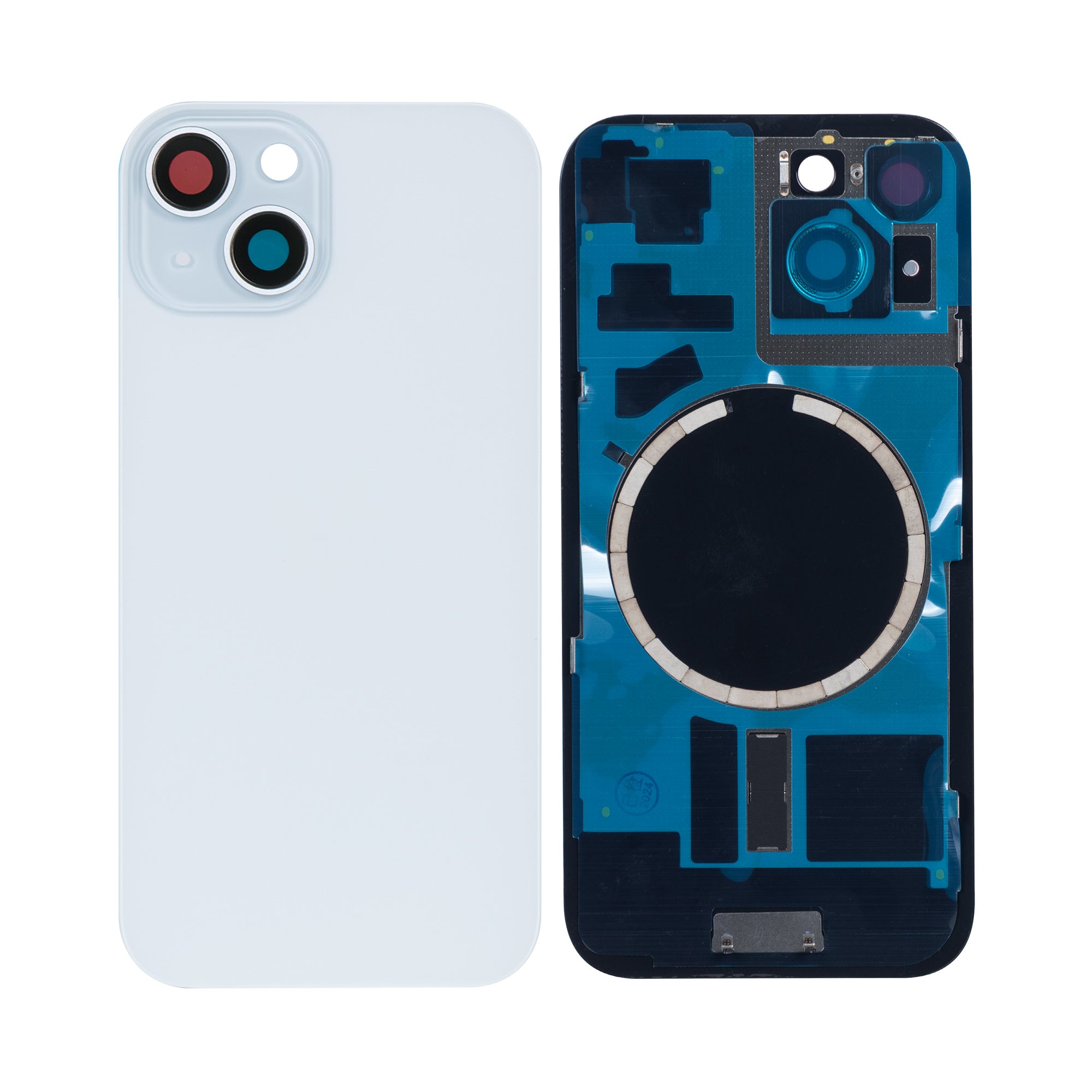 For Apple iPhone 15 Plus Back Glass Without NFC, Enlarged Camera Frame Blue Compatible