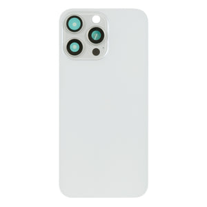 For Apple iPhone 15 Pro Max Back Glass Without NFC, Enlarged Camera Frame White Titanium Compatible