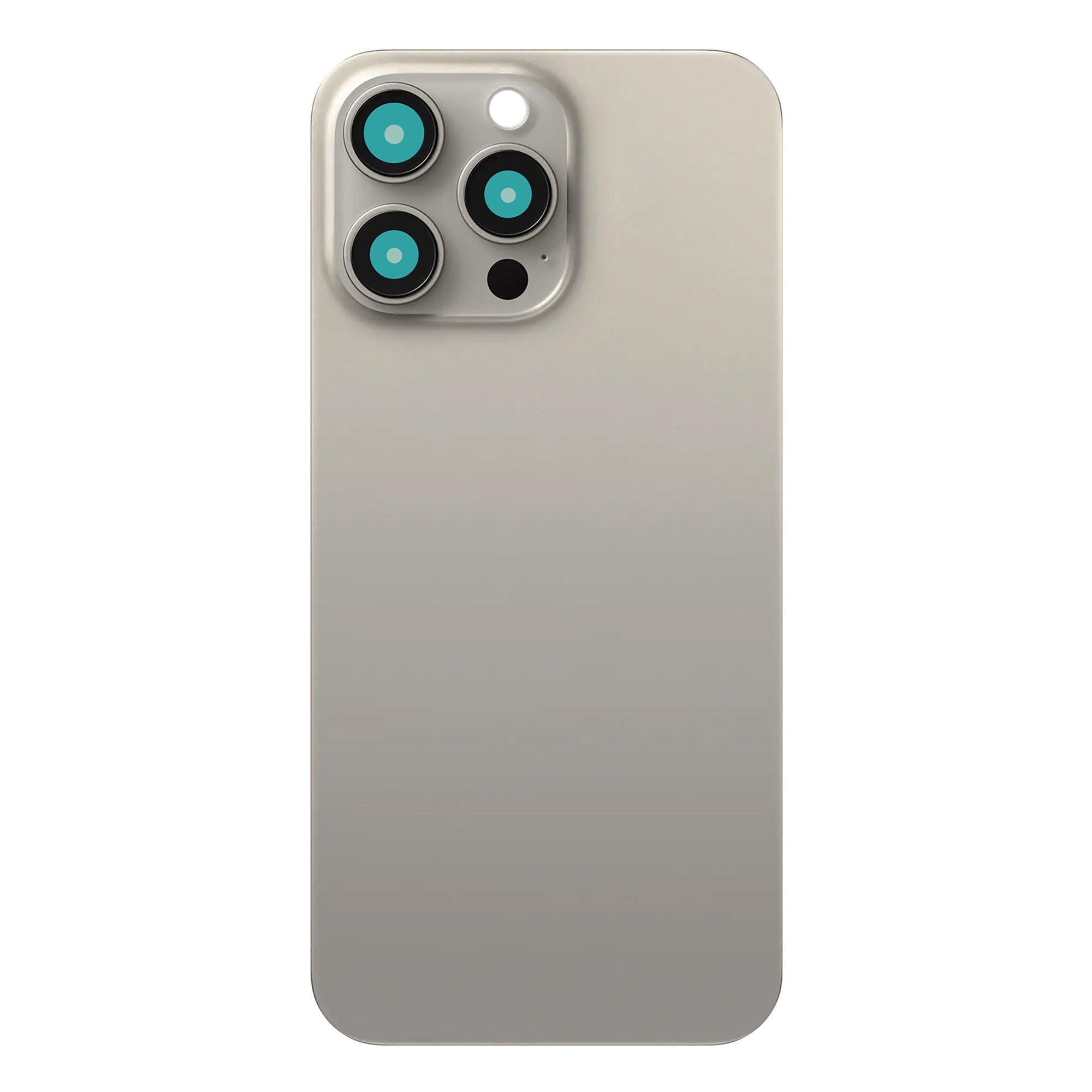For Apple iPhone 15 Pro Max Back Glass Without NFC, Enlarged Camera Frame Natural Titanium Compatible