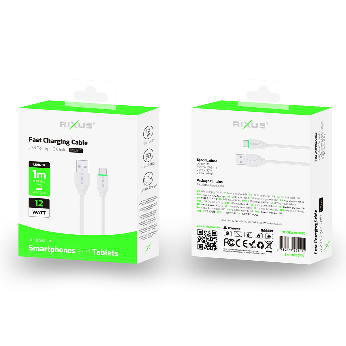 Rixus RXU81C USB Cable Fast Cable Serie For USB-C 1m