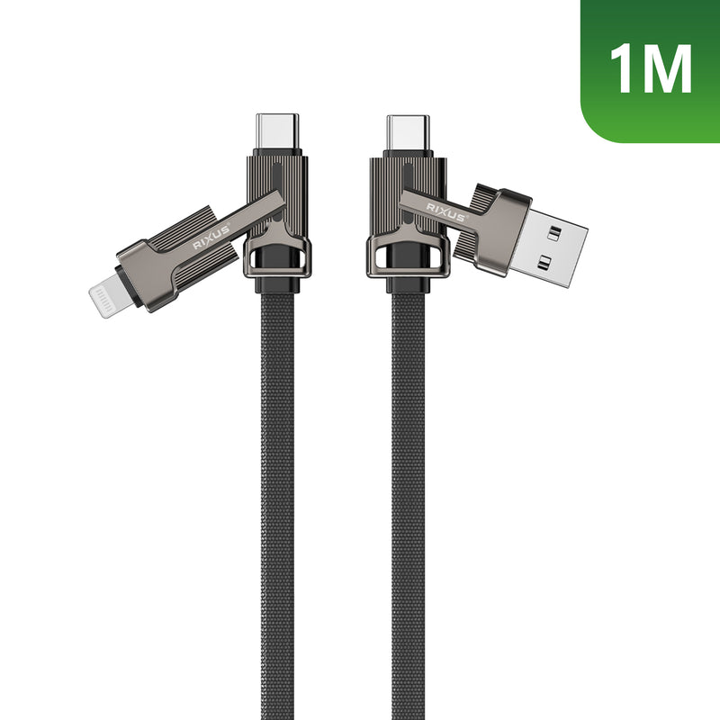 Rixus RXUC41 Flat Braided Multi Cable 1m Black