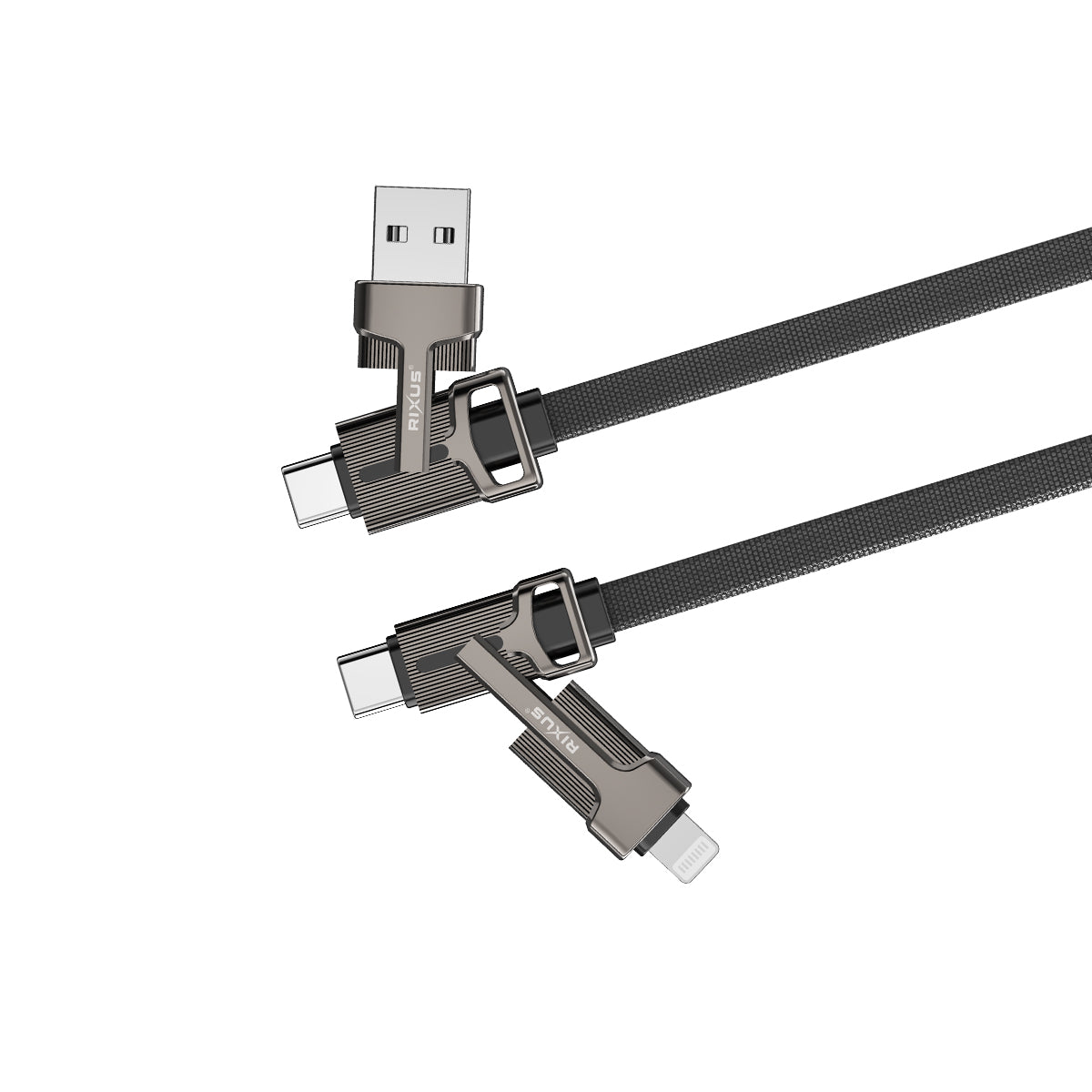 Rixus RXUC41 Flat Braided Multi Cable 1m Black