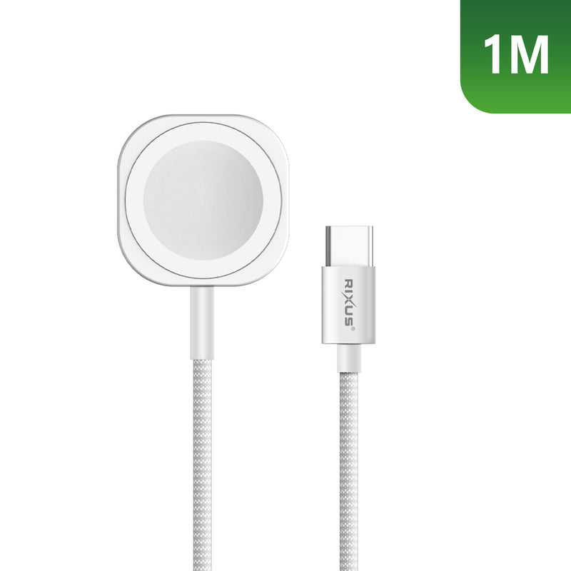 Rixus RXUC19 Magnetic Watch Fast Charging Cable 1m White