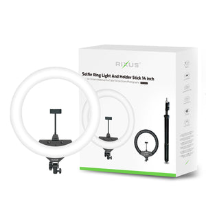 Rixus RXLG14 Selfie Ring Light And Holder Stick 14 inch