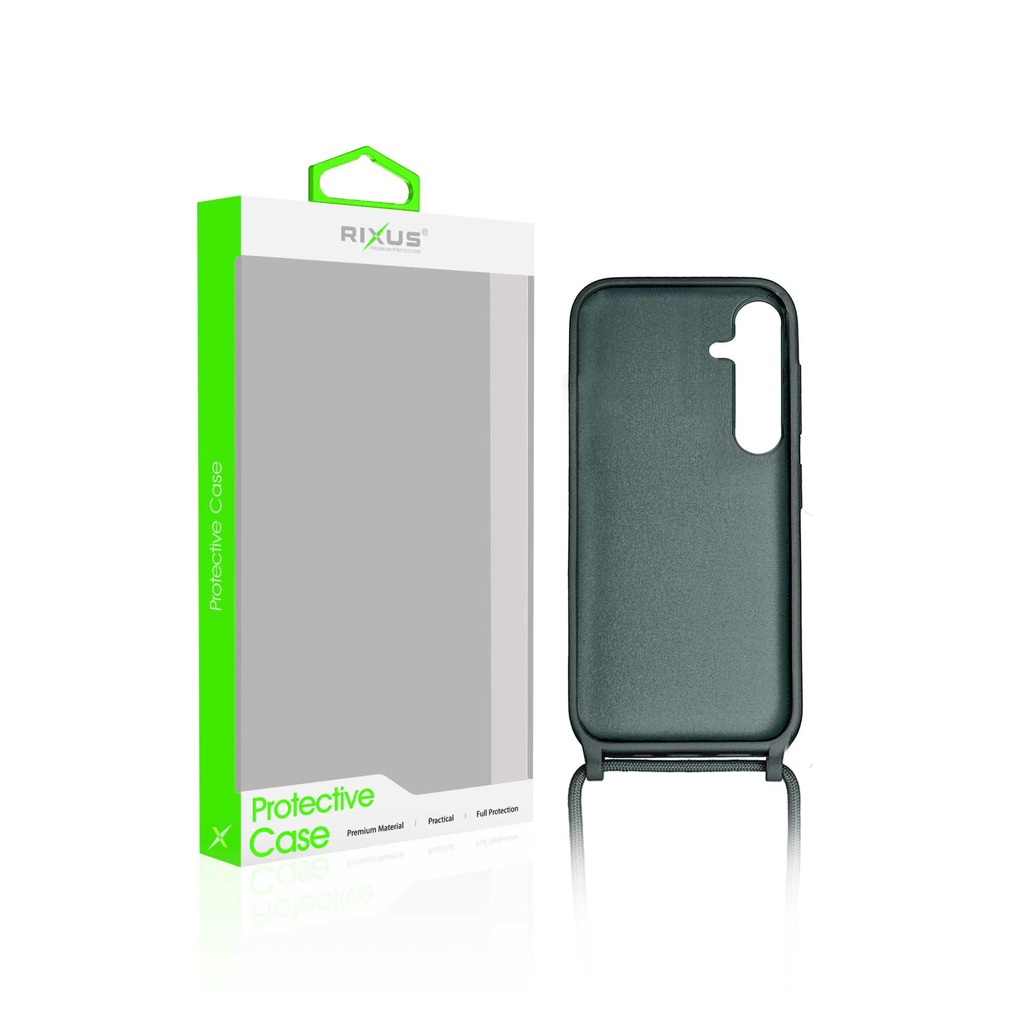 Rixus TPU Necklace Cord Cover For Samsung Galaxy S24 Dark Green