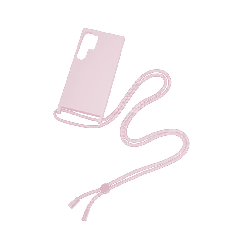 Rixus TPU Necklace Cord Cover For Samsung Galaxy S24 Ultra Pink