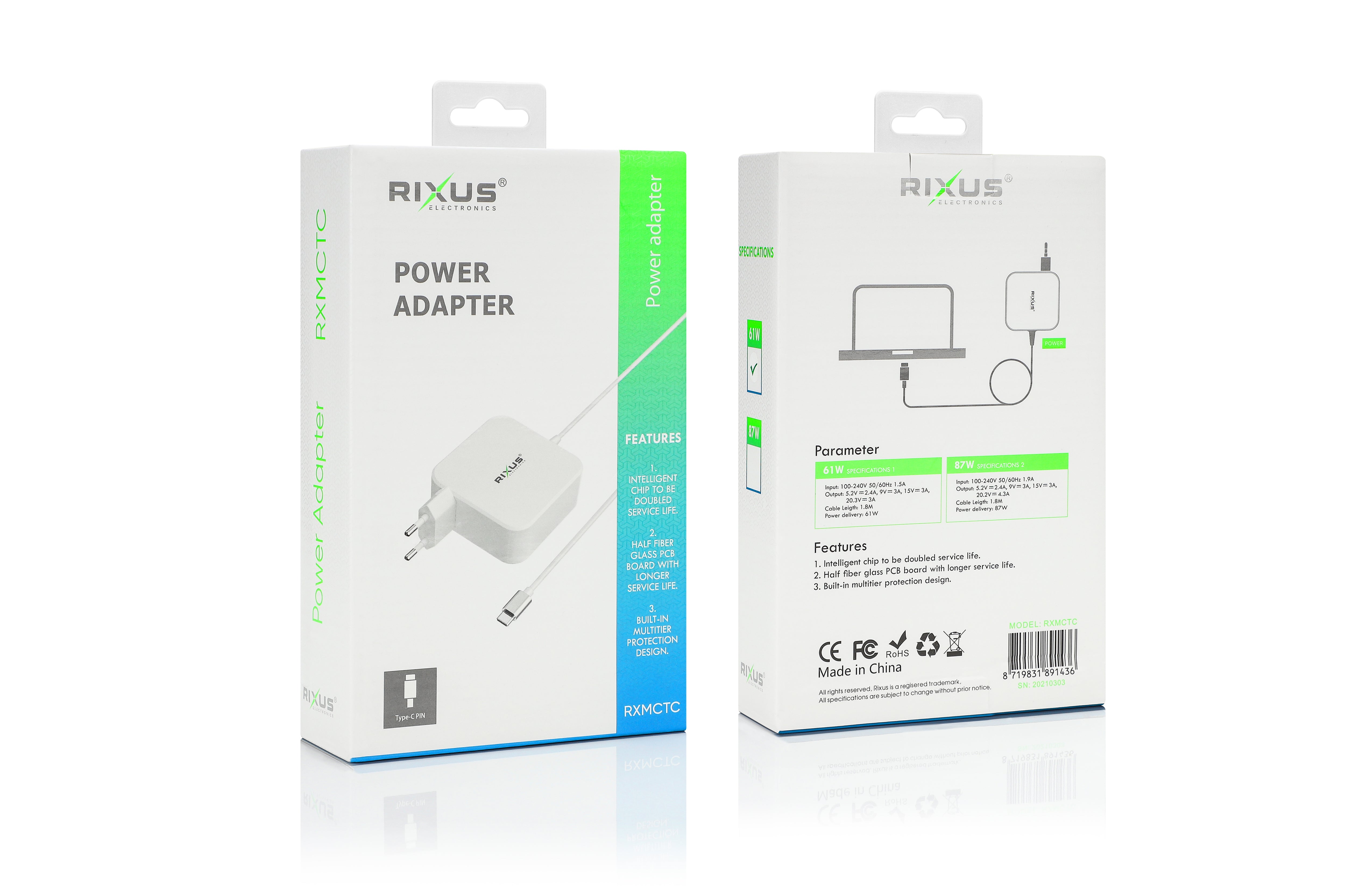 Rixus RXMCTC 61W Charger For Macbook USB-C