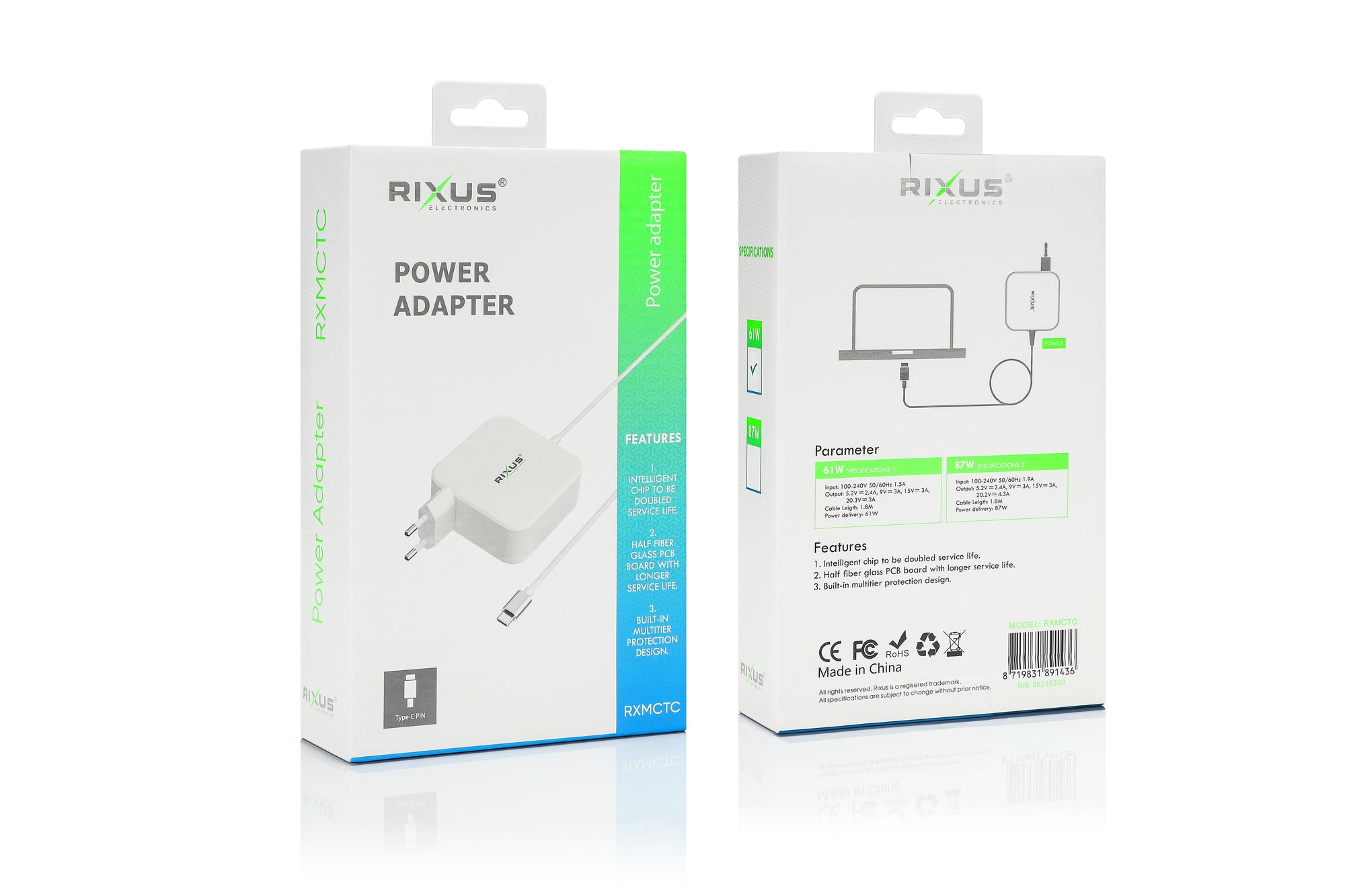 Rixus RXMCTC 61W Charger For Macbook USB-C