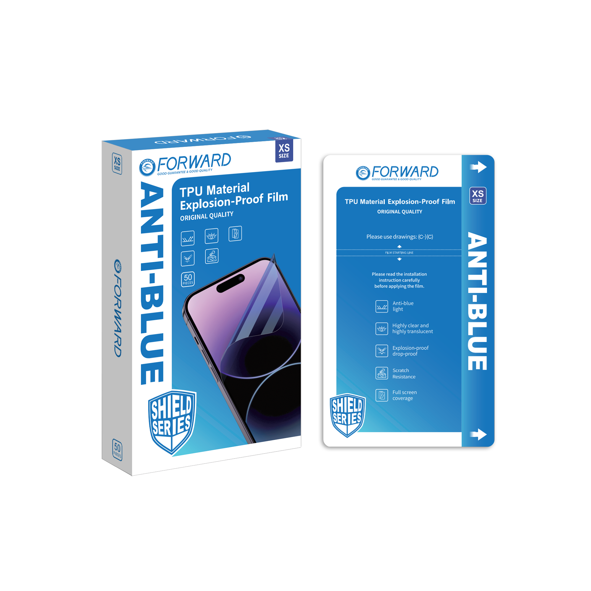 Forward 7" Anti-blue Flexible Explosion-proof Film (XS) (50 Pieces)