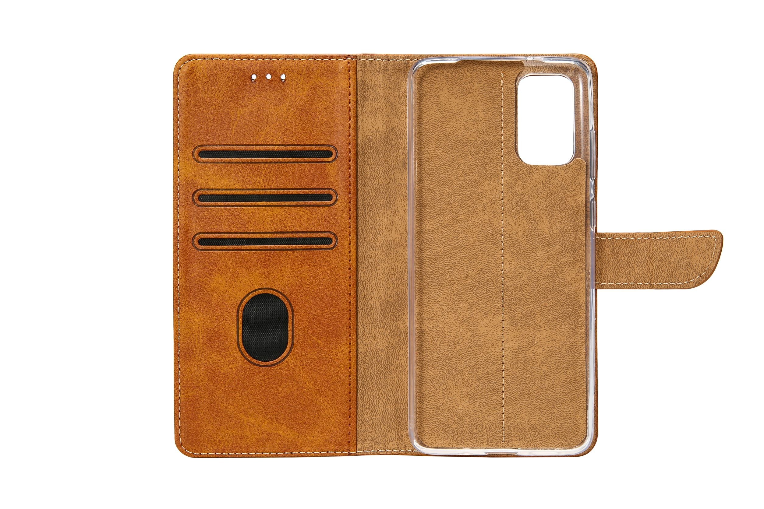 Rixus Bookcase For Samsung Galaxy S20 FE 4G Light Brown