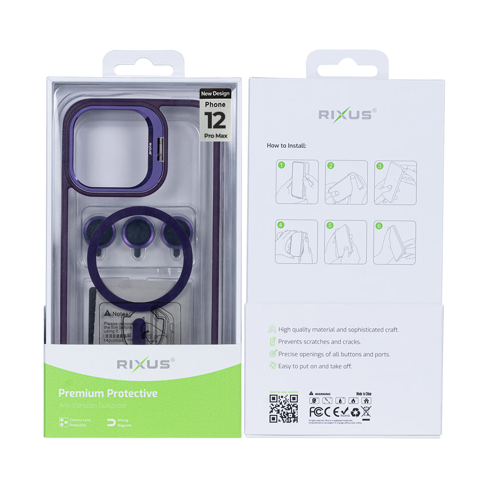 Rixus Classic 03 Case With MagSafe Compatible For Apple iPhone 12 Pro Max Deep Purple