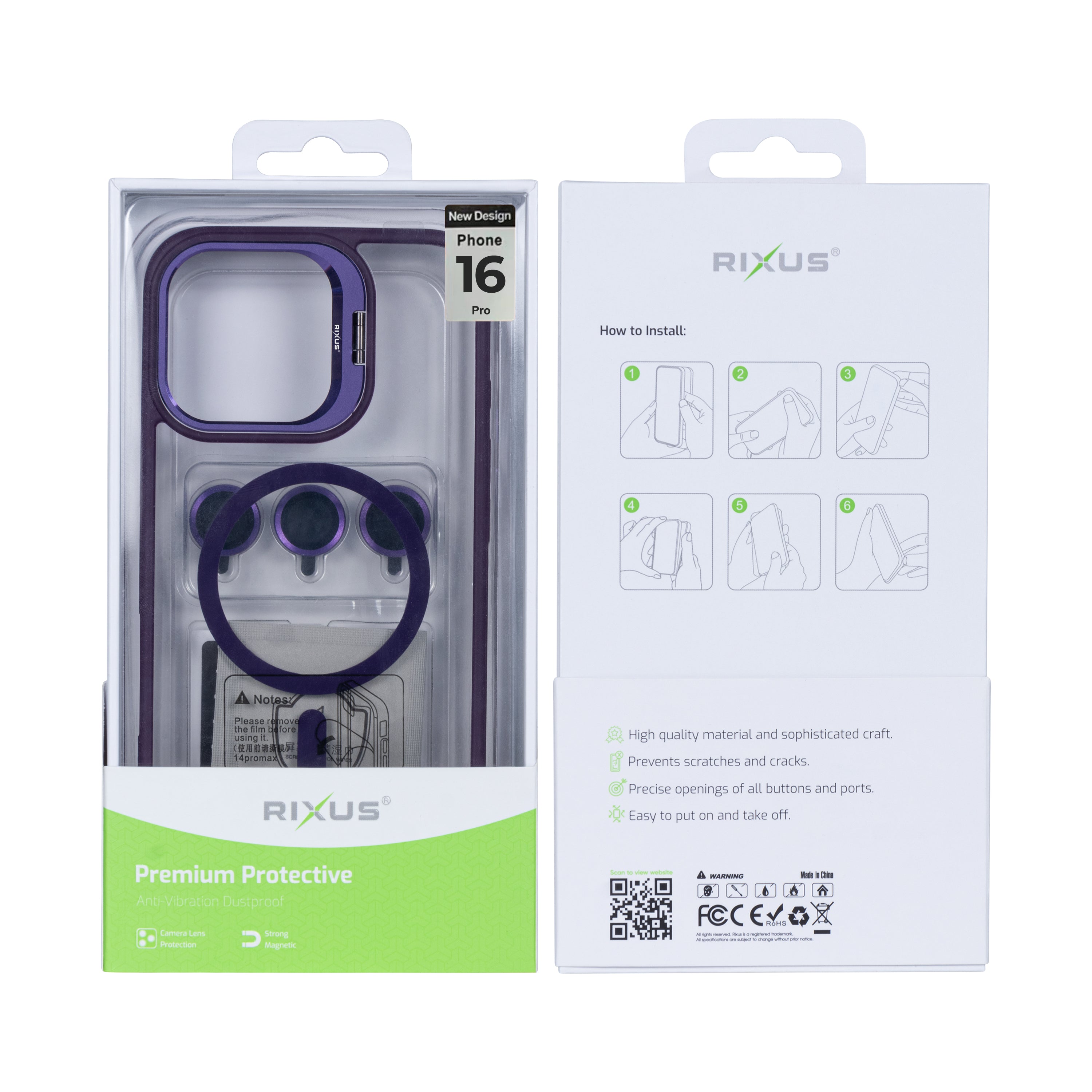 Rixus Classic 03 Case With MagSafe For Apple iPhone 16 Pro Deep Purple