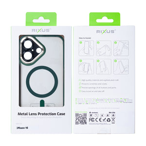 Rixus Classic 04 Case With MagSafe Compatible For Apple iPhone 16 Dark Green