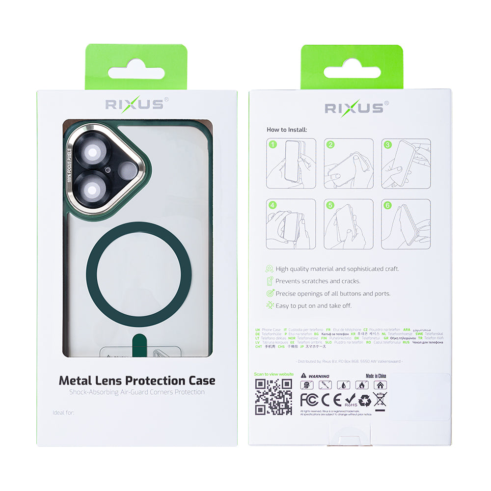 Rixus Classic 04 Case With MagSafe For Apple iPhone 16 Plus Dark Green