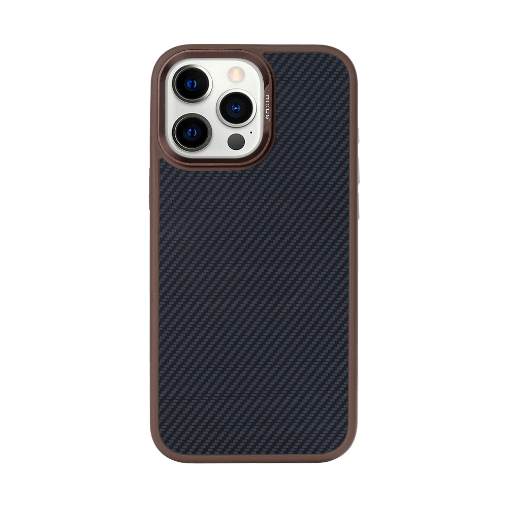 Rixus Mag Carbon With MagSafe Compatible For Apple iPhone 14 Pro Max Brown