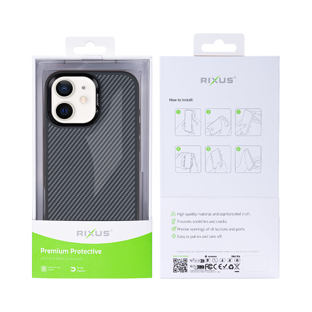 Rixus Mag Carbon With MagSafe Compatible For Apple iPhone 11 Titanium Black