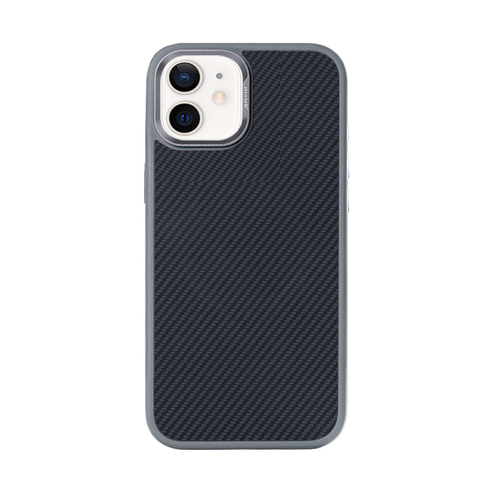 Rixus Mag Carbon With MagSafe Compatible For Apple iPhone 12, 12 Pro Titanium Grey