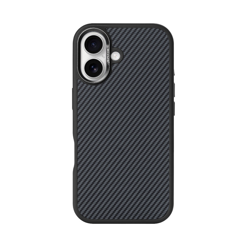 Rixus Mag Carbon With MagSafe Compatible For Apple iPhone 16 Titanium Black