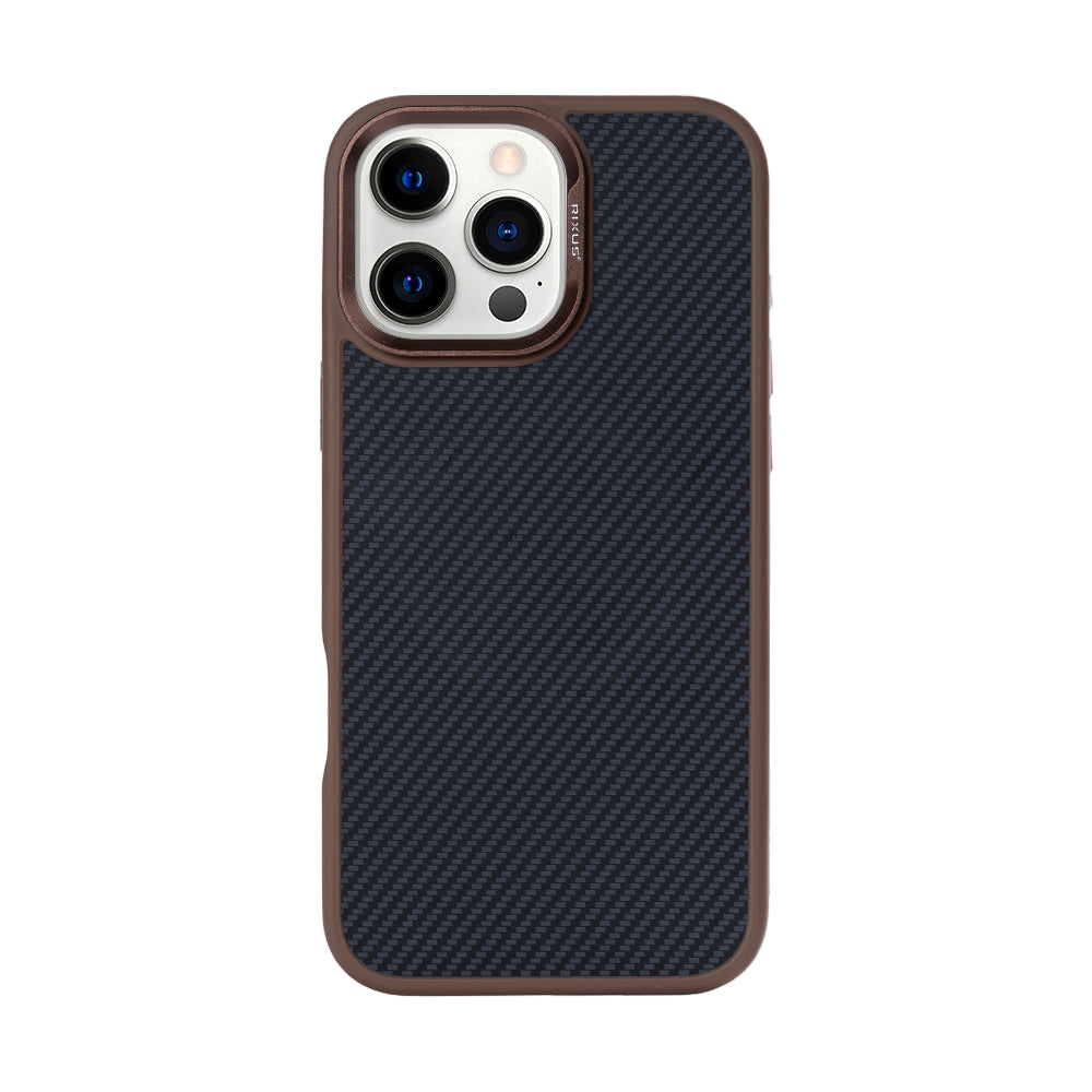 Rixus Mag Carbon With MagSafe For Apple iPhone 16 Pro Brown