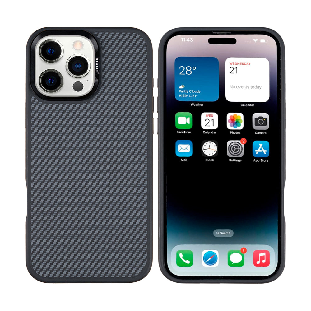 Rixus Mag Carbon With MagSafe Compatible For Apple iPhone 16 Pro Max Titanium Black