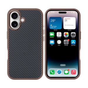 Rixus Mag Carbon With MagSafe Compatible For Apple iPhone 16 Plus Brown