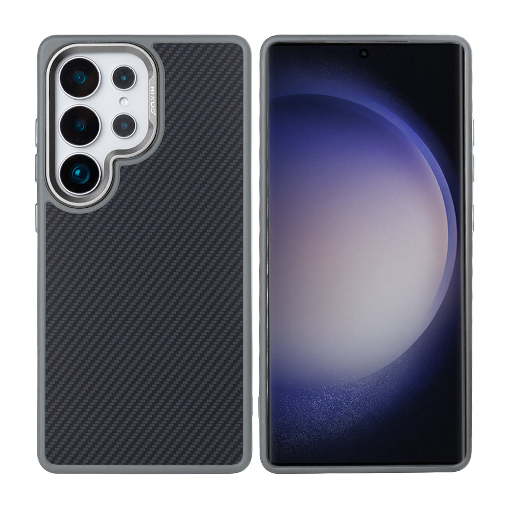 Rixus Mag Carbon With MagSafe For Samsung Galaxy S25 Ultra Titanium Grey