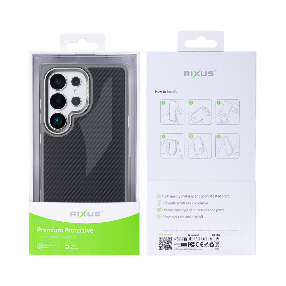 Rixus Mag Carbon With MagSafe For Samsung Galaxy S25 Ultra Titanium Grey