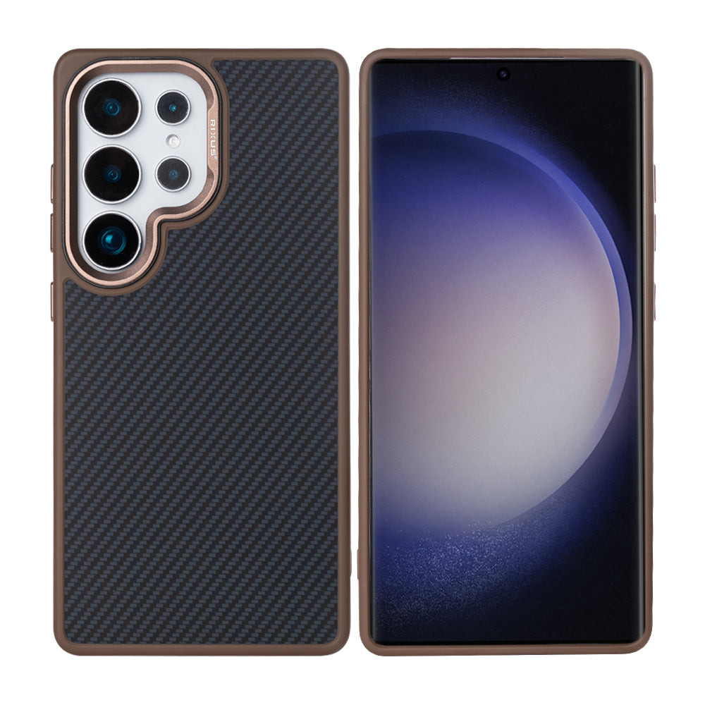 Rixus Mag Carbon With MagSafe For Samsung Galaxy S25 Ultra Brown