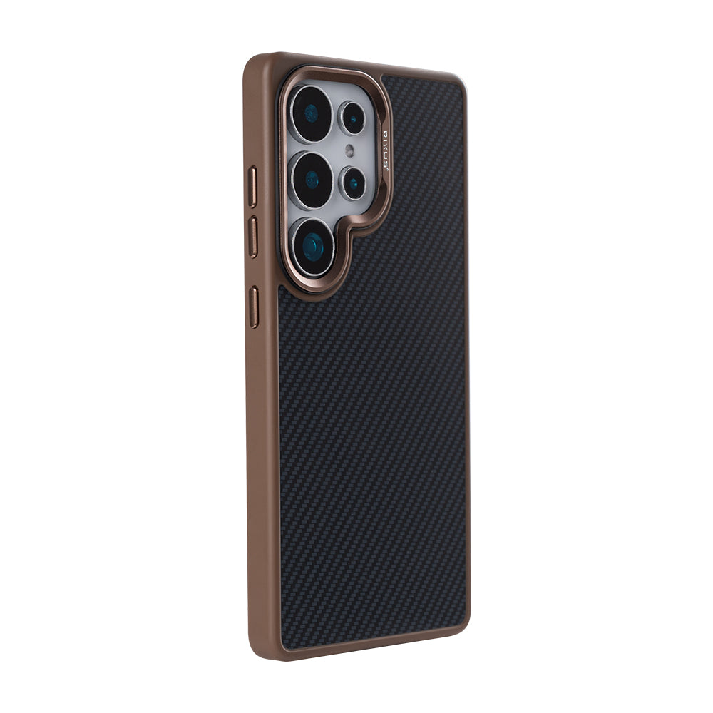 Rixus Mag Carbon With MagSafe For Samsung Galaxy S25 Ultra Brown