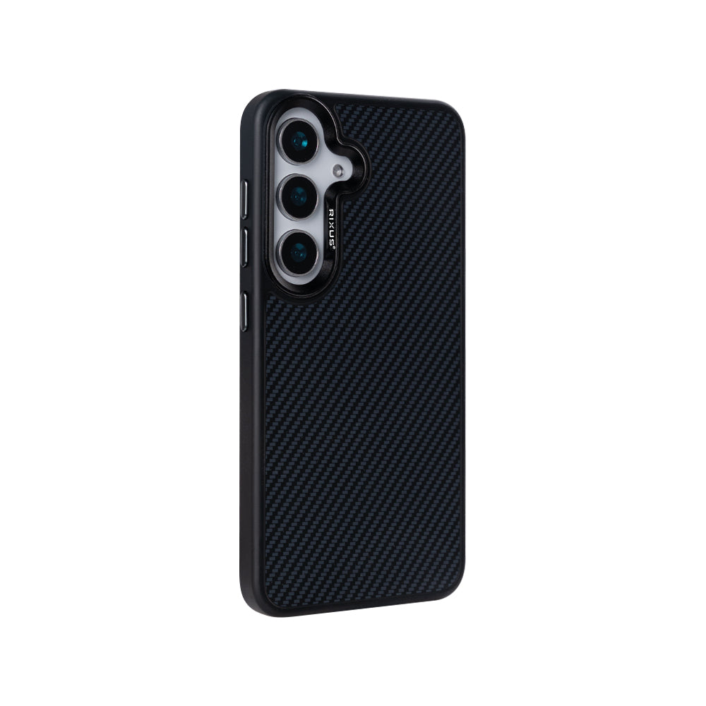 Rixus Mag Carbon With MagSafe Compatible For Samsung Galaxy S25 Plus Titanium Black