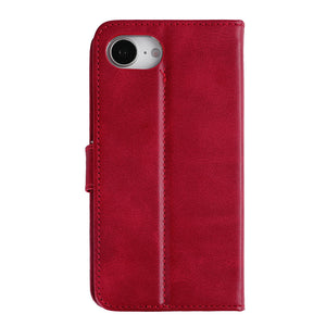 Rixus Bookcase For Apple iPhone 16e Dark Red